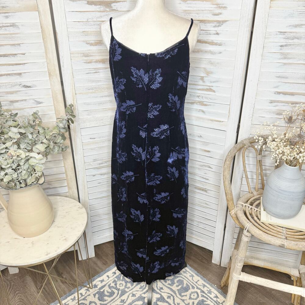VTG REGGIO Women's Size 10 Silk Velvet Maxi Dress Sapphire Demure Cocktail Event - Picture 4 of 16